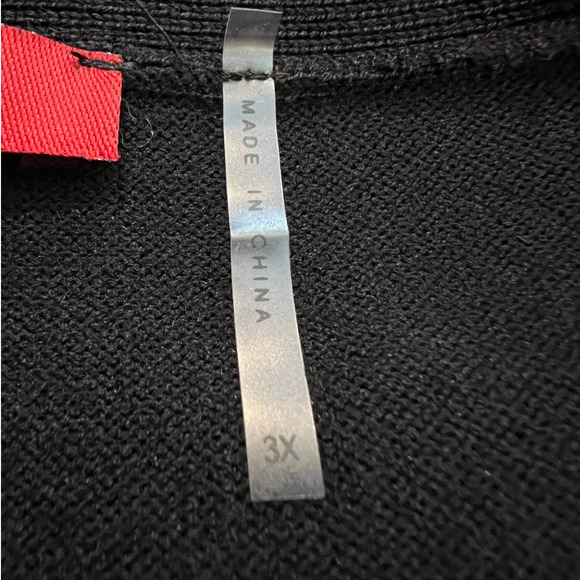 Red Women's Tunic Open Cardigan Size 3X in Black with Shawl Collar - Picture 4 of 6